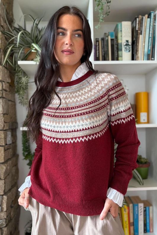 Fair Isle Knit Burgundy